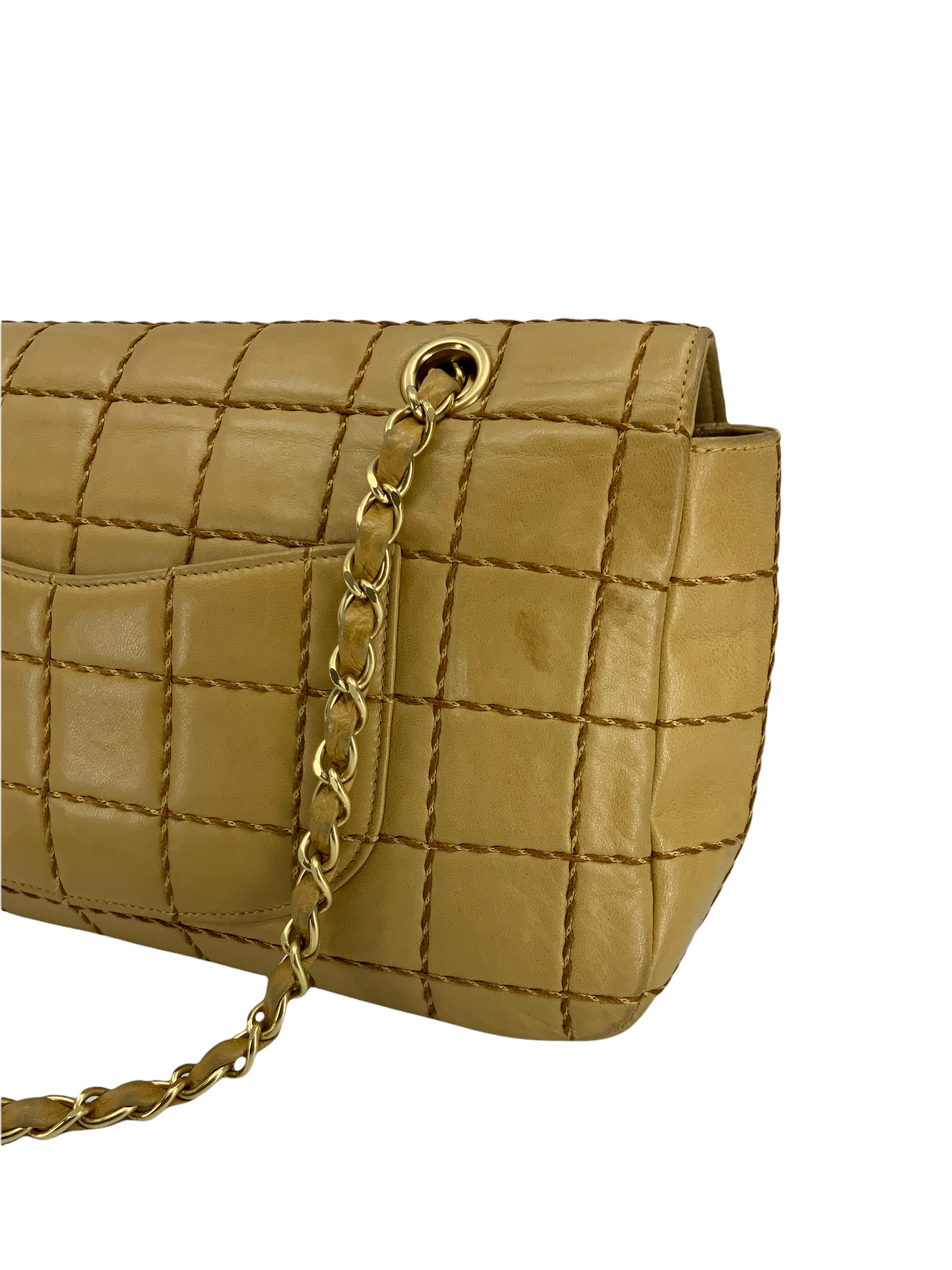 CHANEL Lambskin Square Double Stitch Medium Flap Bag