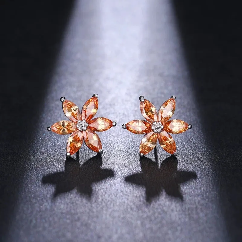 Charming Maple Leaves Shape CZ Stud Earring