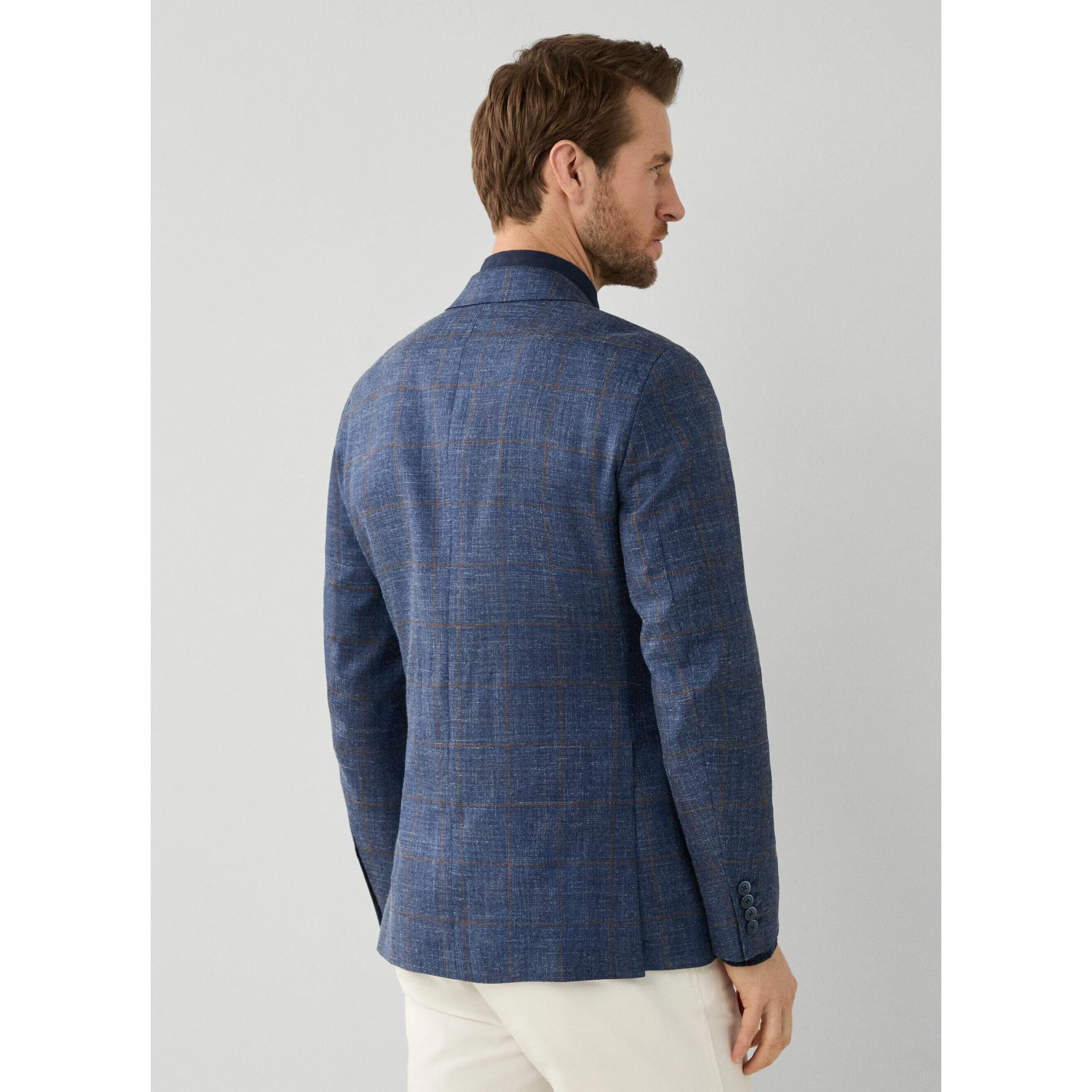 CHECKED CHAMBRAY BLAZER