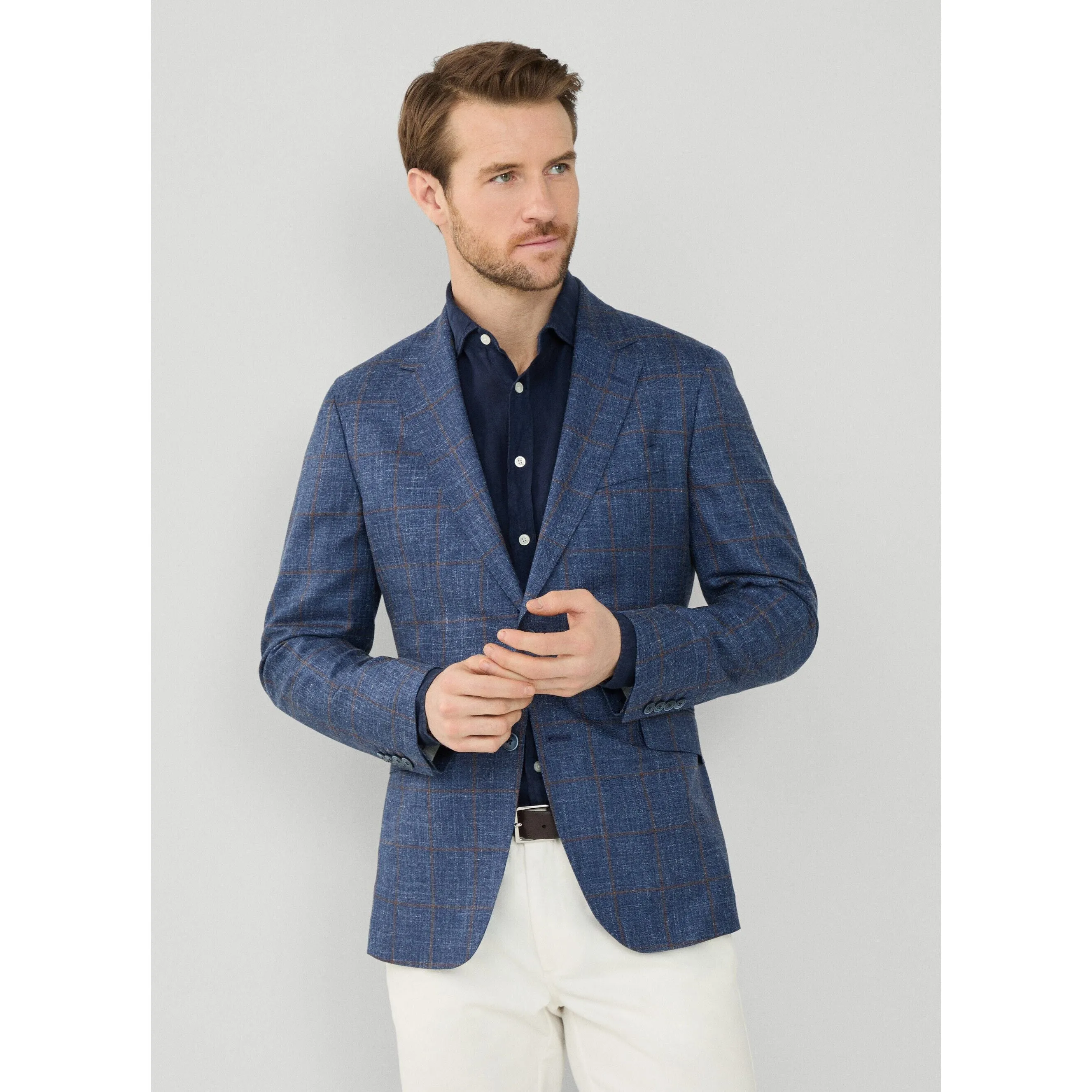 CHECKED CHAMBRAY BLAZER