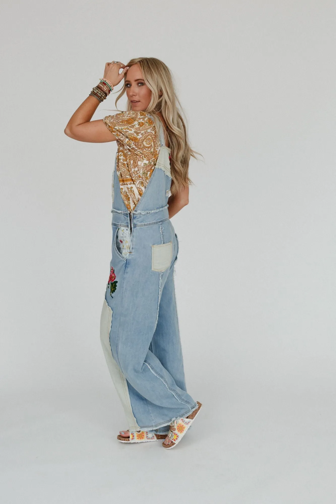 City Garden Floral Overalls - Denim