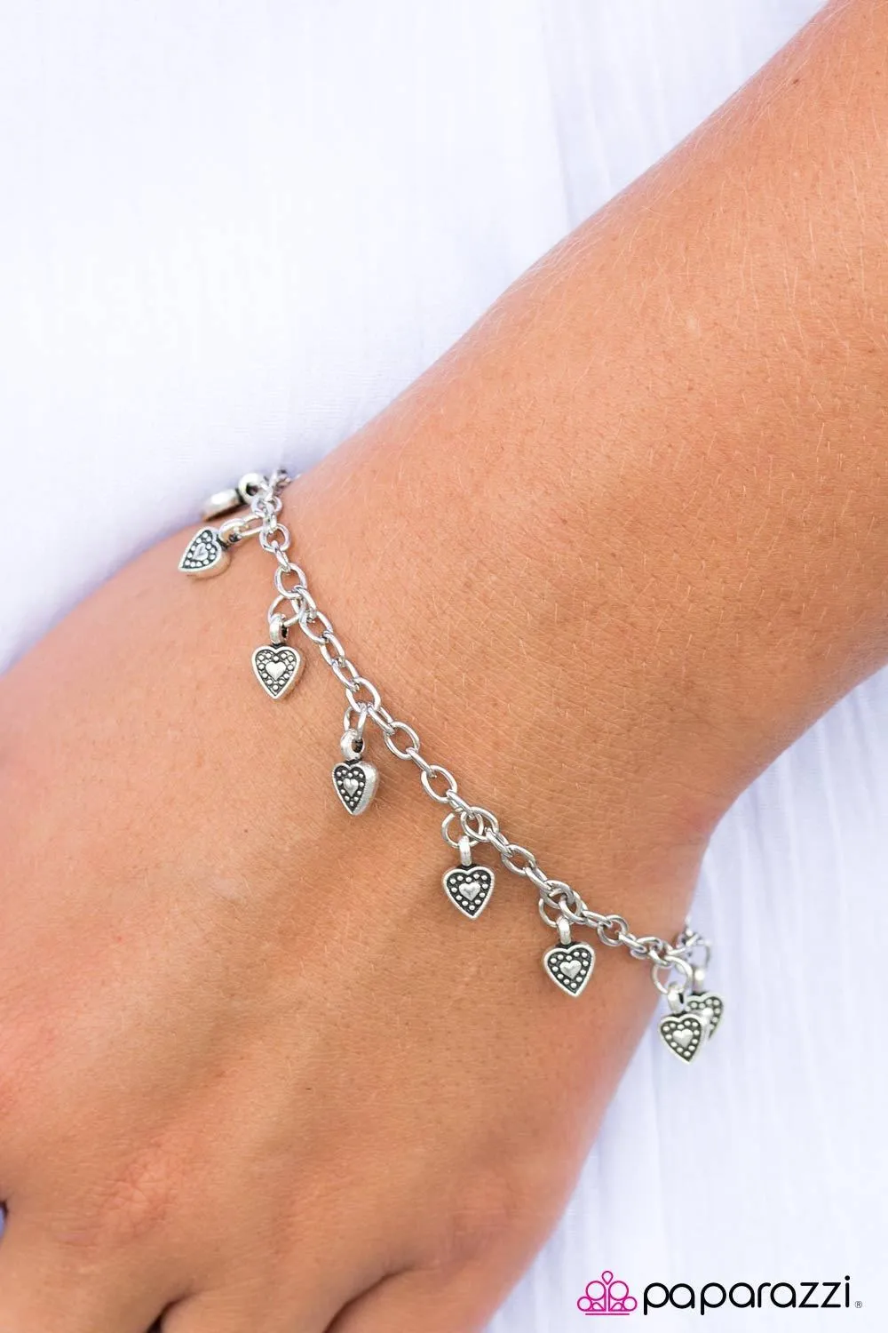 Closer To The Heart Silver Heart Bracelet - Paparazzi Accessories