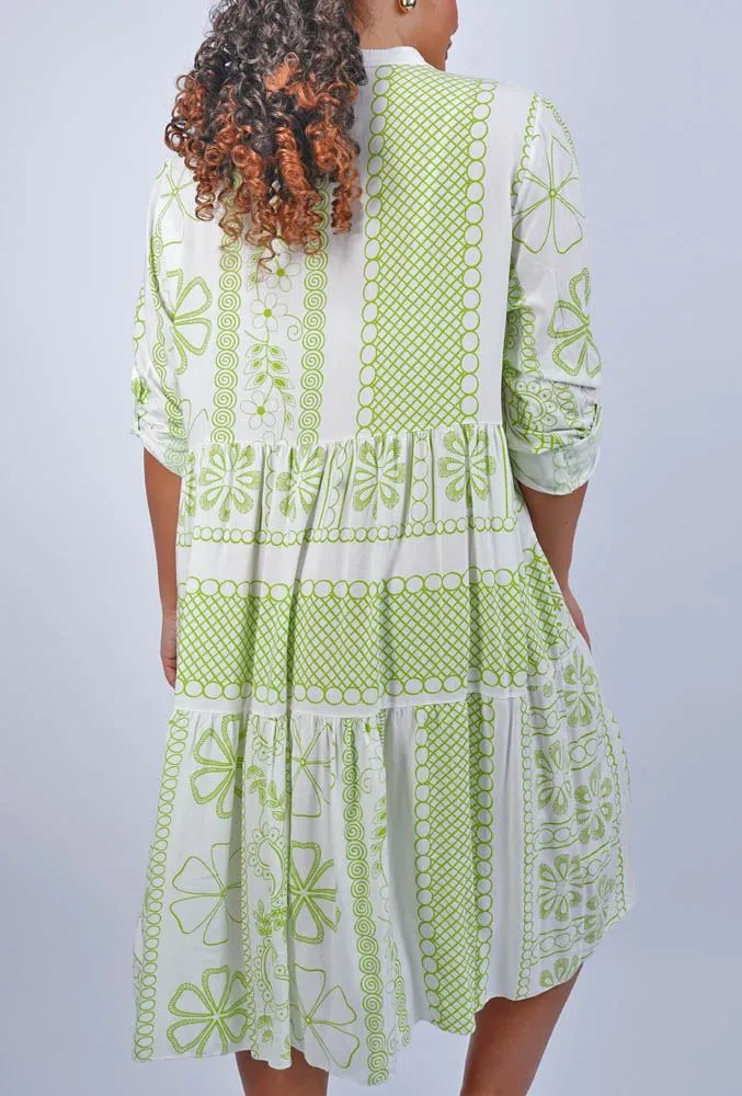 Clover Leaf Pattern Tiered Dress