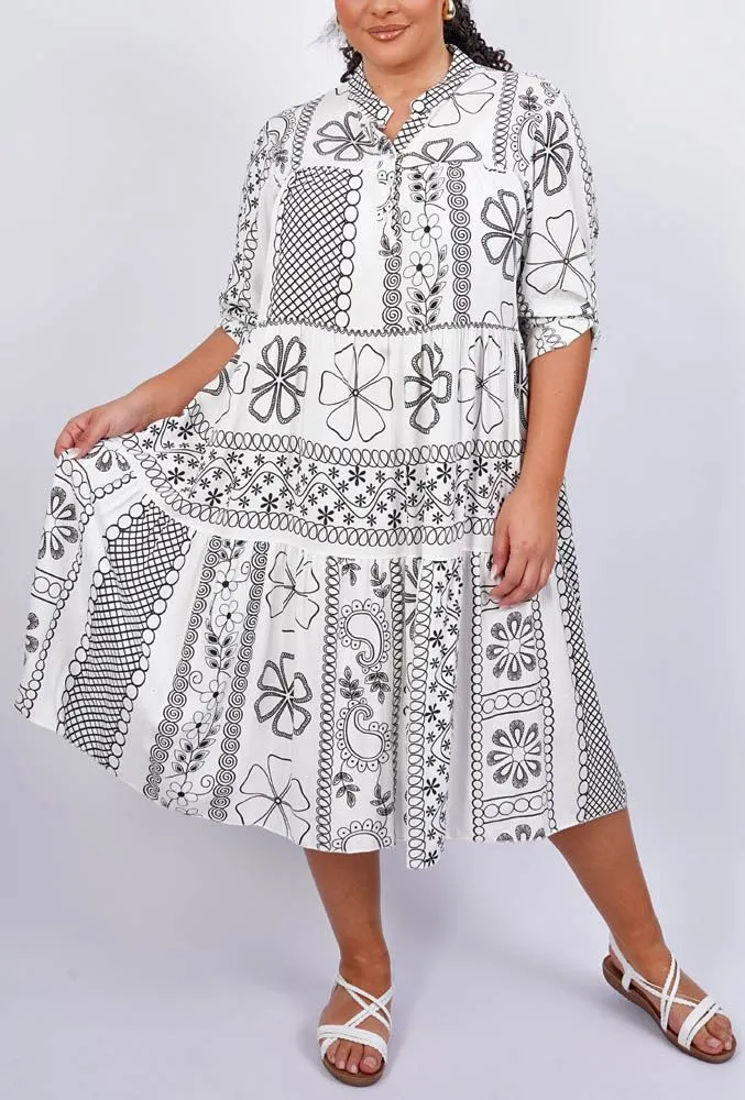 Clover Leaf Pattern Tiered Dress