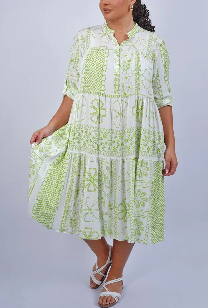 Clover Leaf Pattern Tiered Dress