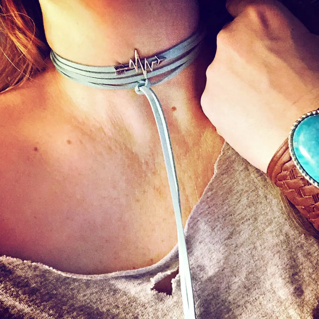 colourful full of life // heartbeat arrow choker lariat necklace - wrap bracelet