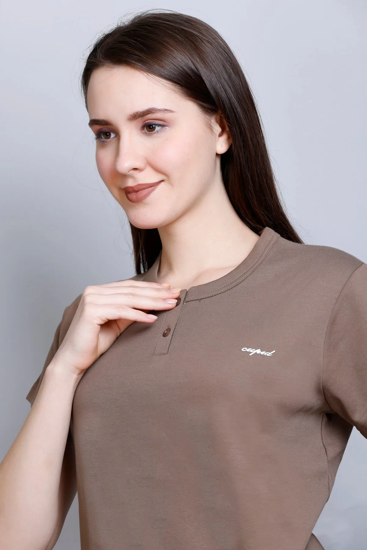 Cotton Casual Basic T-shirts For Summers - Coffee (Available  In Plus Sizes)