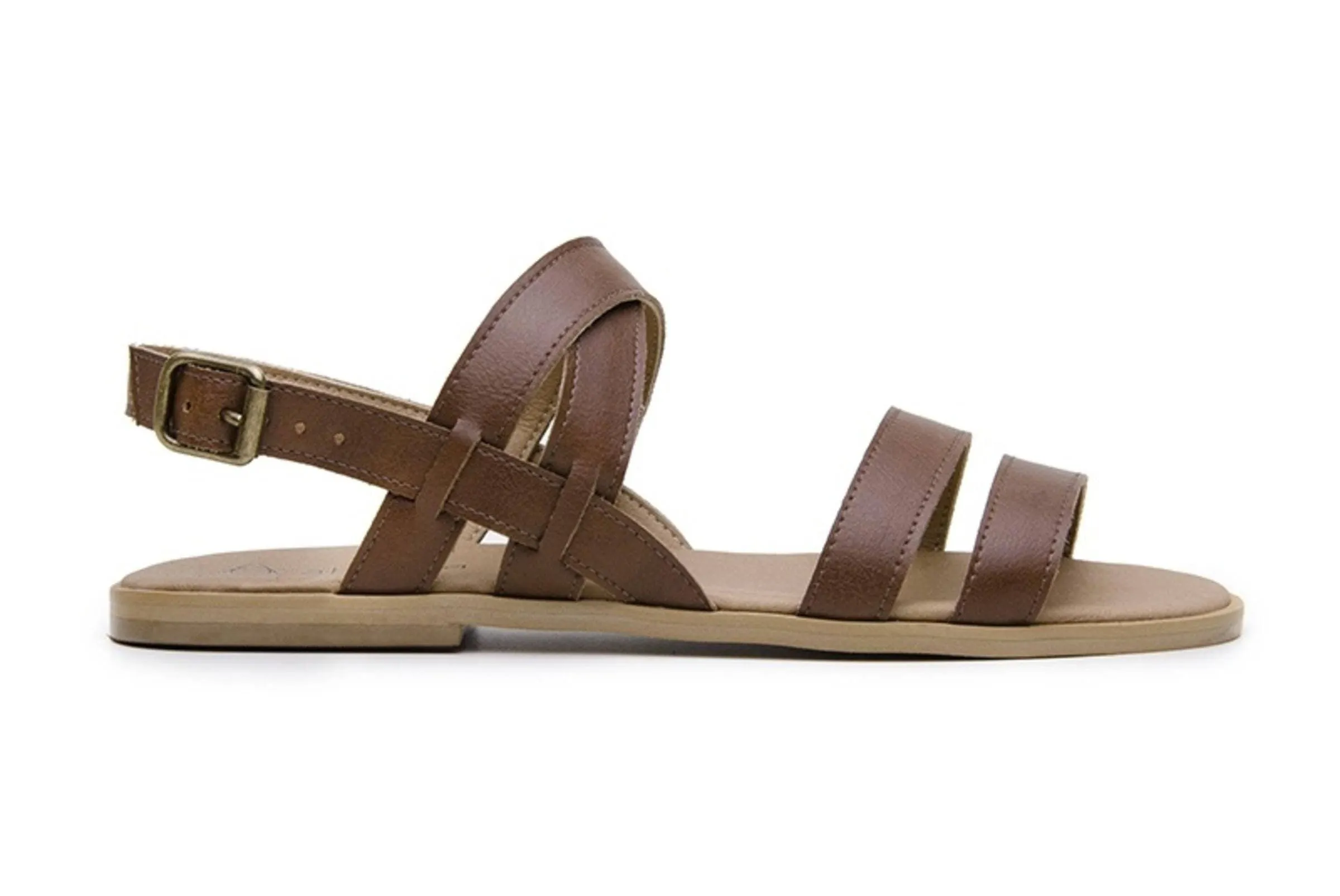 'Cristina' women's vegan sandals by Ahimsa - cognac