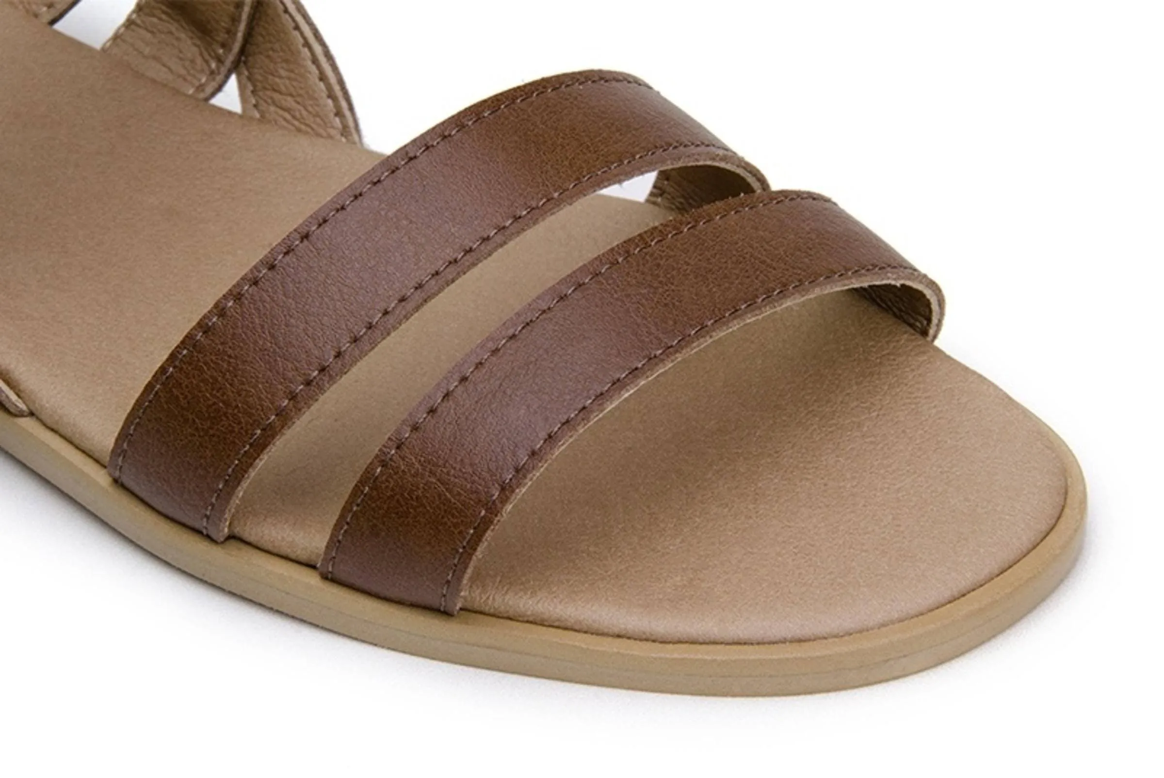 'Cristina' women's vegan sandals by Ahimsa - cognac