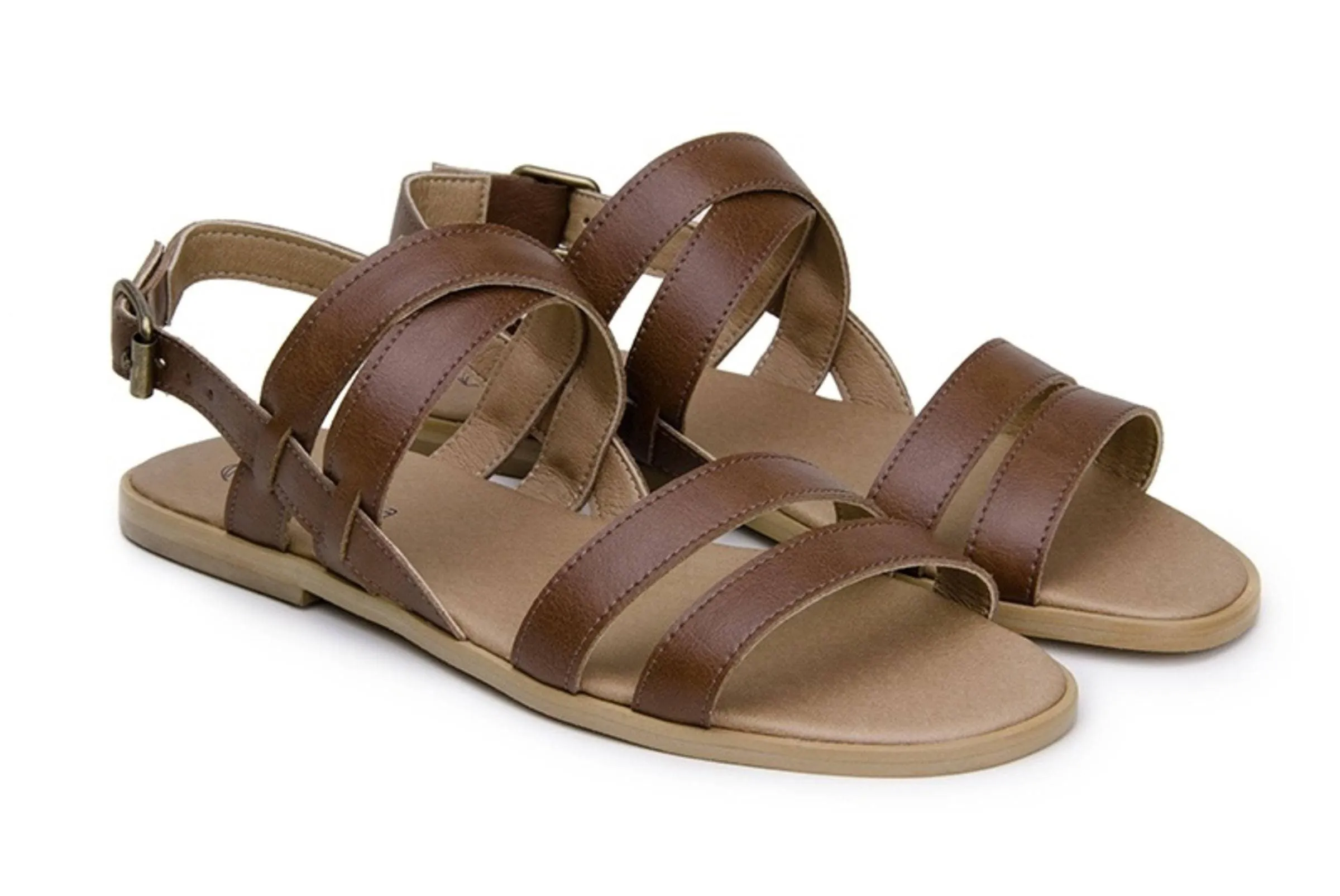 'Cristina' women's vegan sandals by Ahimsa - cognac