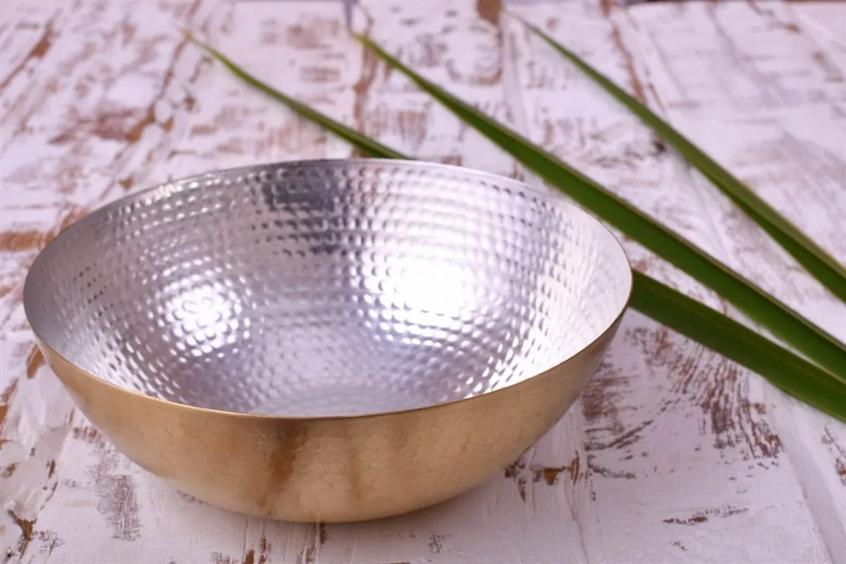 De Kulture Handmade Brass Serving Bowl, Ideal for Home Décor Aroma Diffuser Tableware Flower Decoration