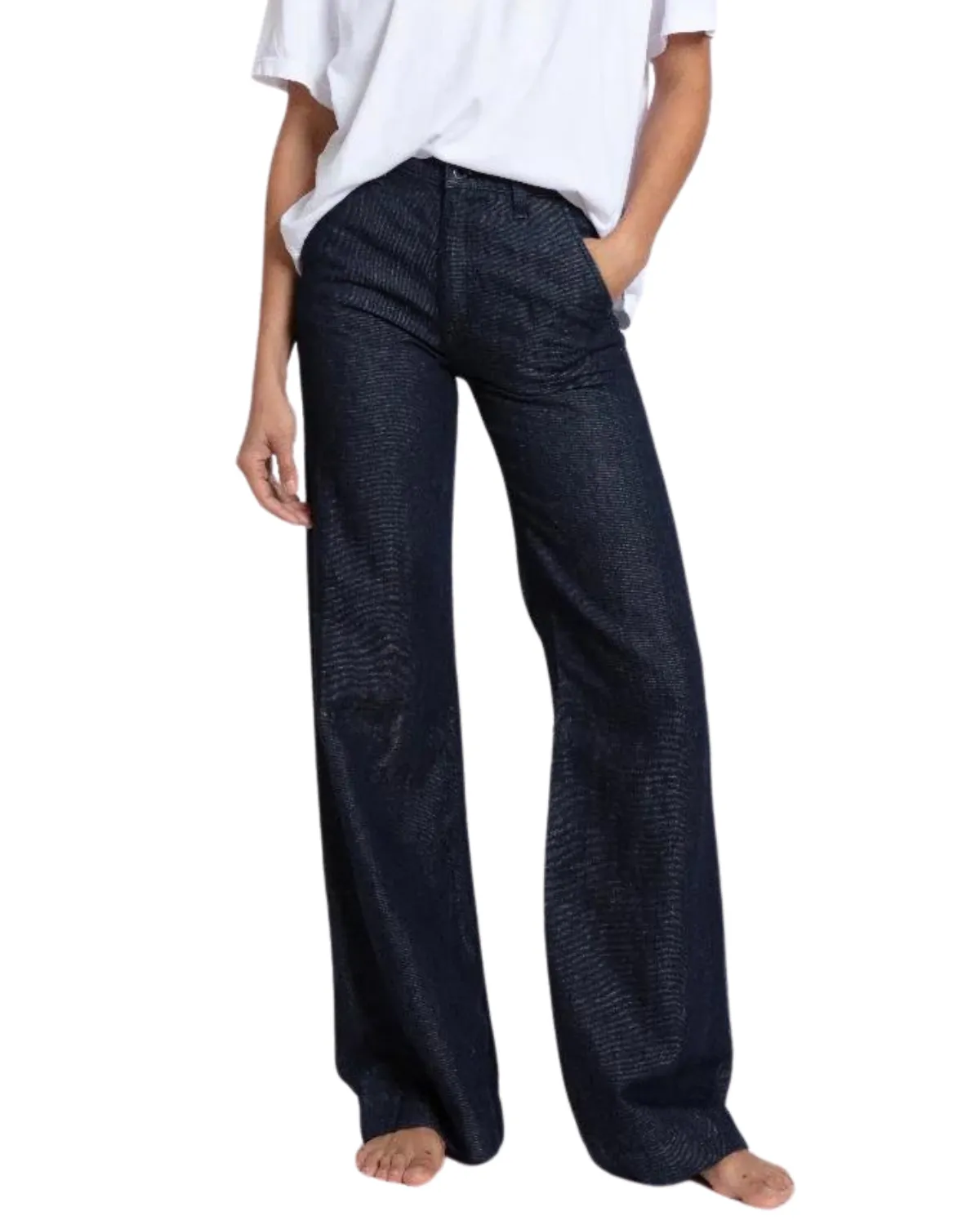 Denim Wide Leg Trouser (Indigo Linen)