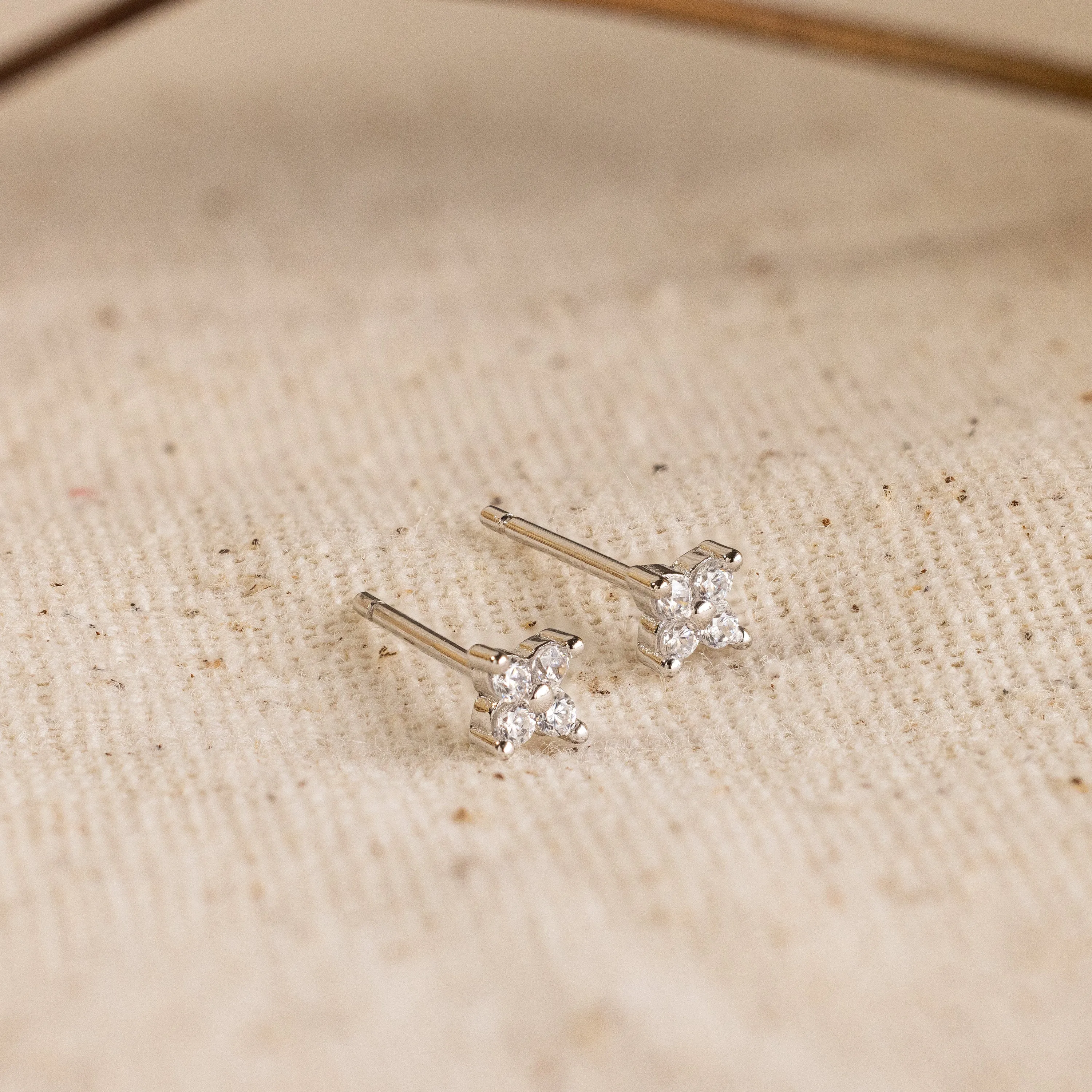 Diamond Ivy Flower Studs