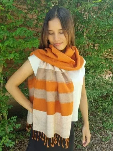 Diamond Multistripe rust scarf