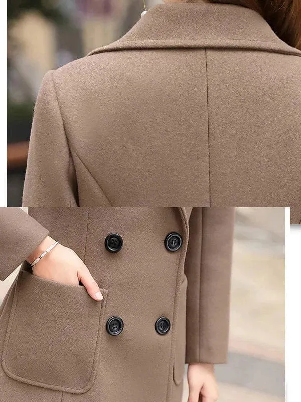 Elegant Women's Winter Pea Coat with Zipper Closure and Stylish Hoodie Neckline