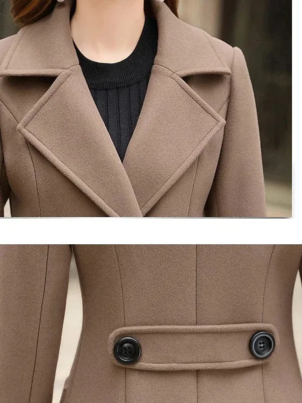 Elegant Women's Winter Pea Coat with Zipper Closure and Stylish Hoodie Neckline