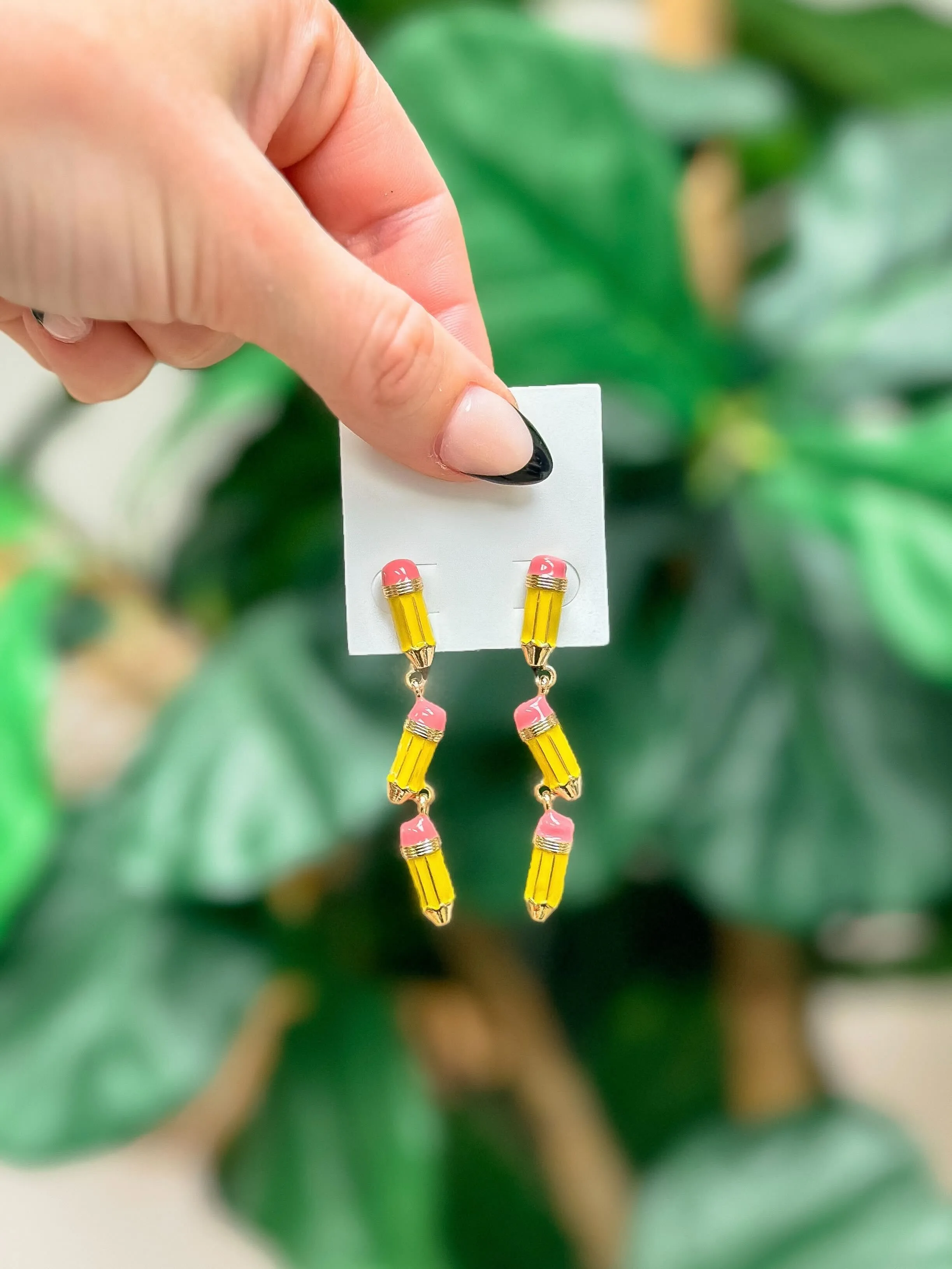 Enamel Pencil Dangle Earrings