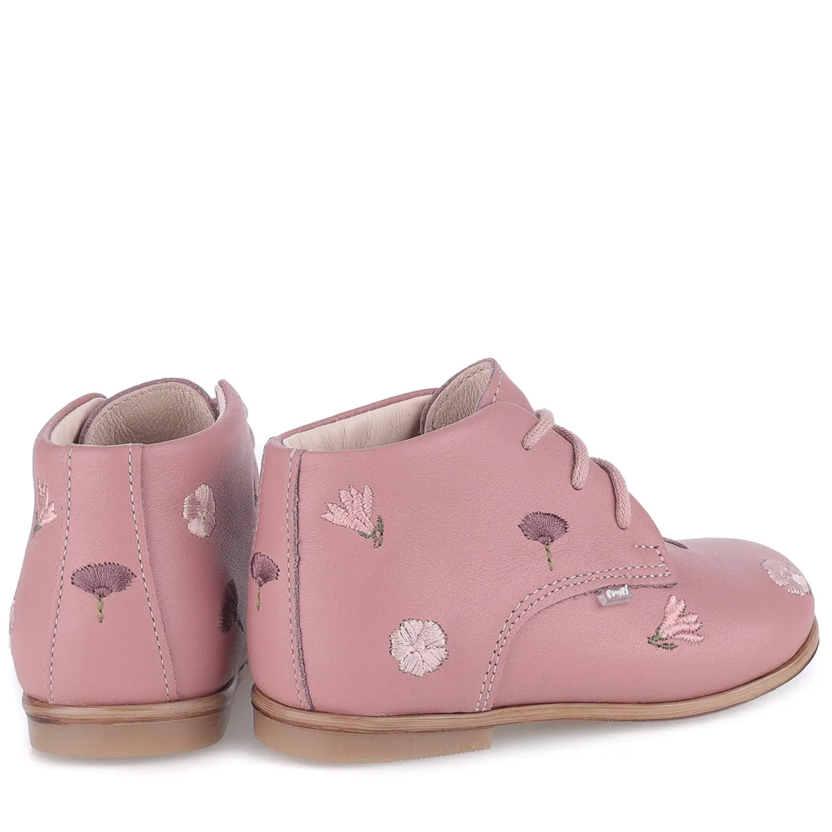 (ES 1426G-2) Emel flowered classic first shoes pink