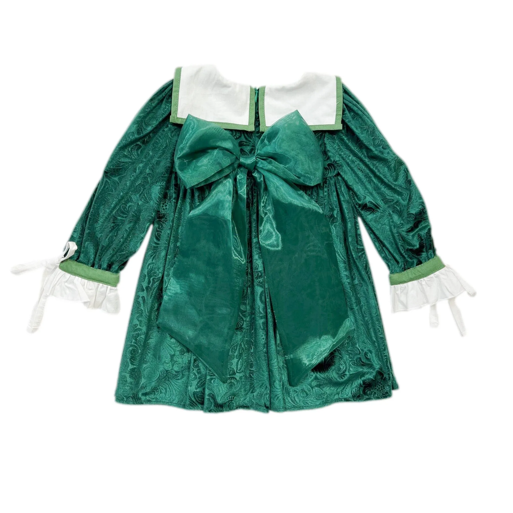 Everly Damask Velour Green Dress