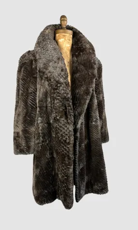 FENDI Roma Vintage 80s Textured Beaver Fur Coat  Medium