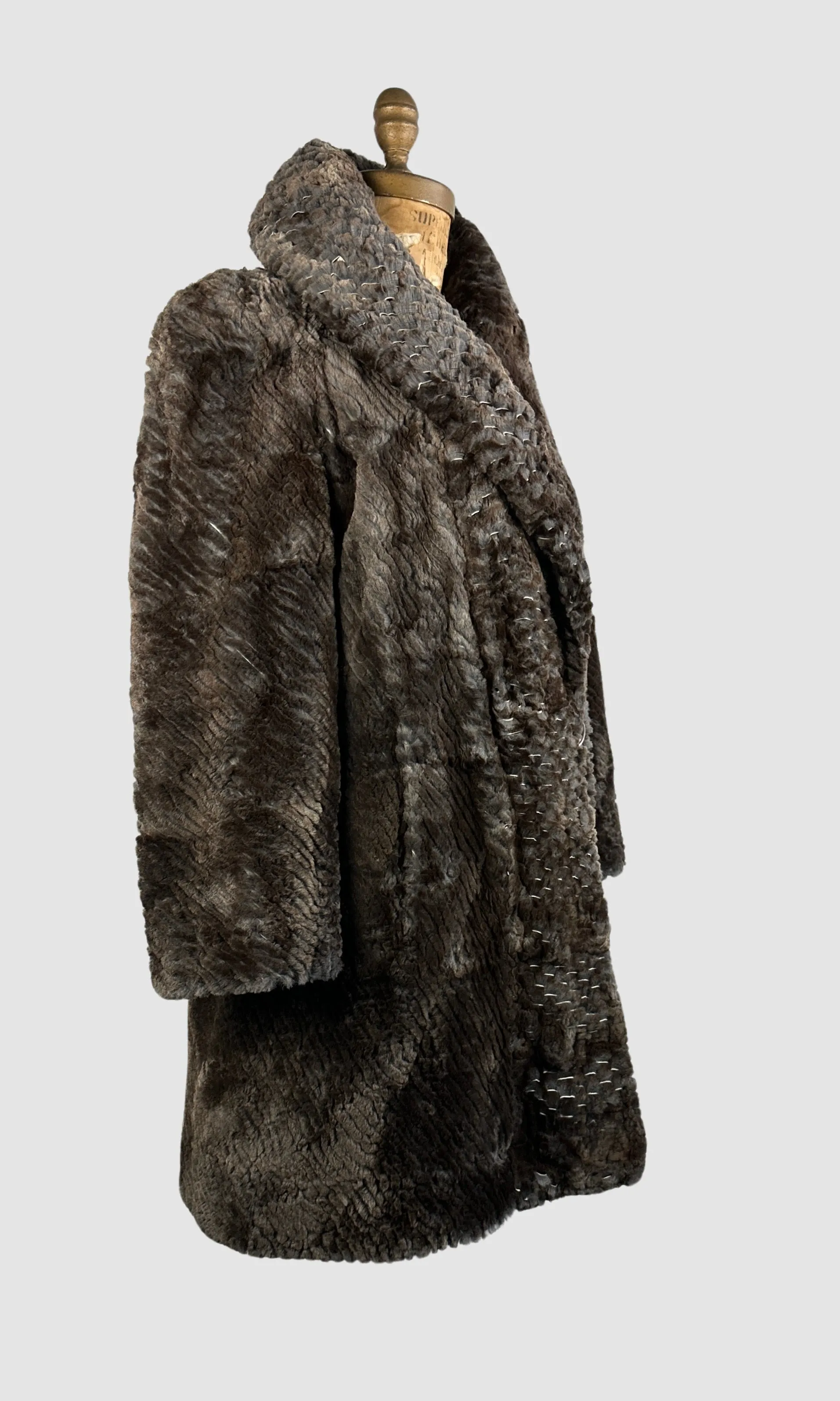 FENDI Roma Vintage 80s Textured Beaver Fur Coat  Medium