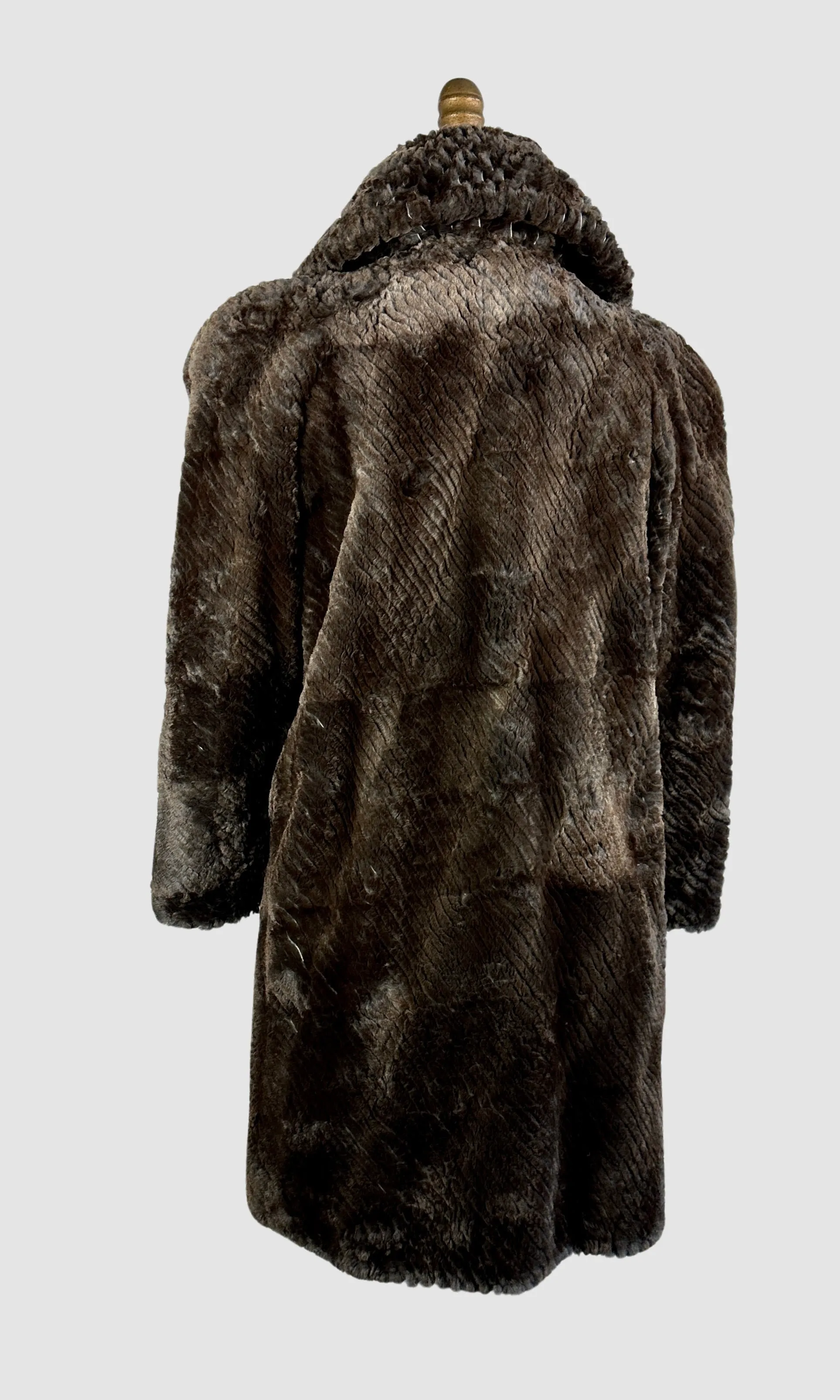 FENDI Roma Vintage 80s Textured Beaver Fur Coat  Medium