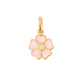 Flower Baby Pink diamond pendant, Yellow Gold