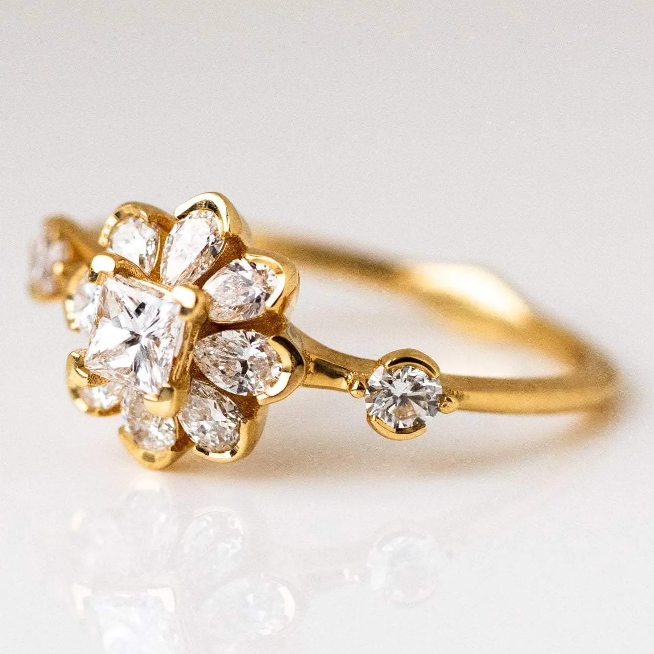 Flower Diamond Engagement Ring