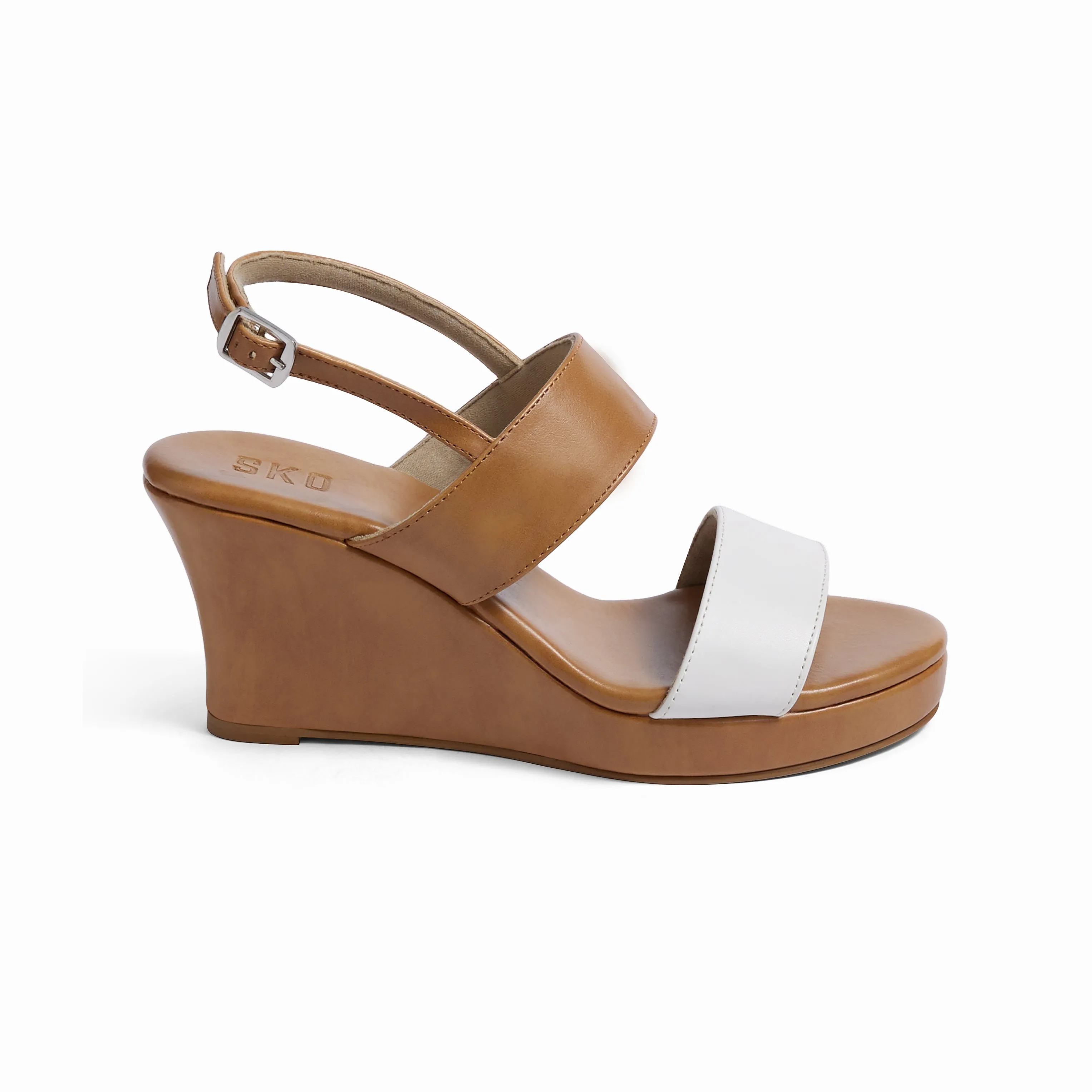 Forli Wedges in Tan & White For Women