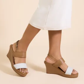 Forli Wedges in Tan & White For Women