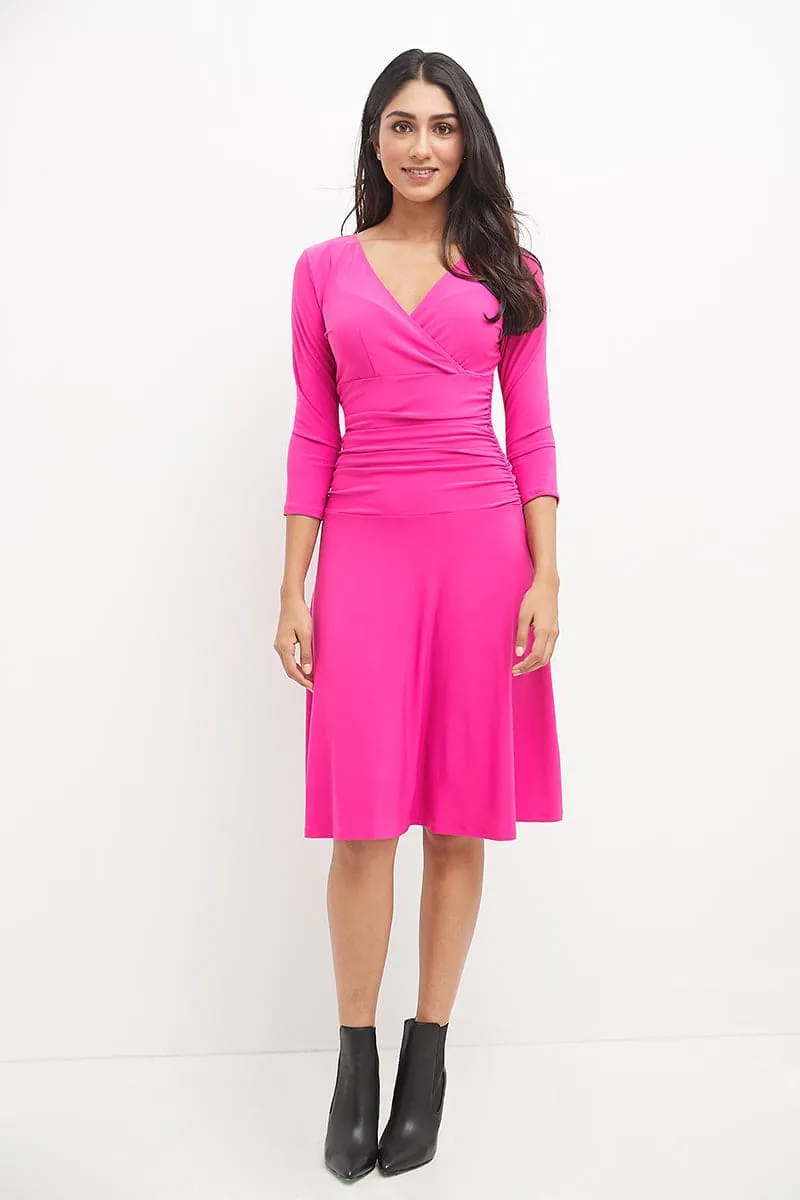 Form-fitting 3/4 Sleeve Dress with Ruching