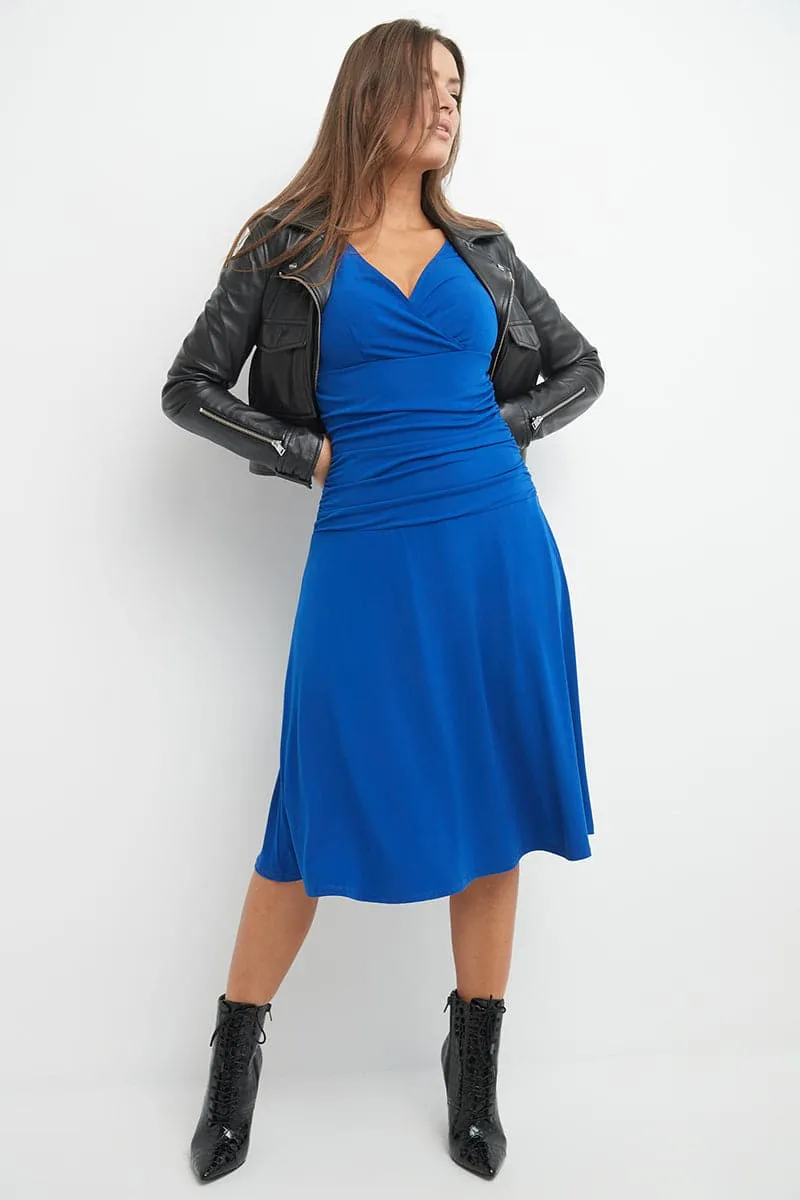 Form-fitting 3/4 Sleeve Dress with Ruching