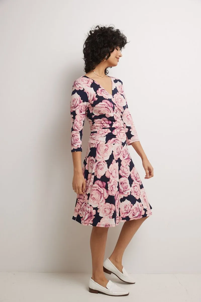 Form-fitting 3/4 Sleeve Dress with Ruching