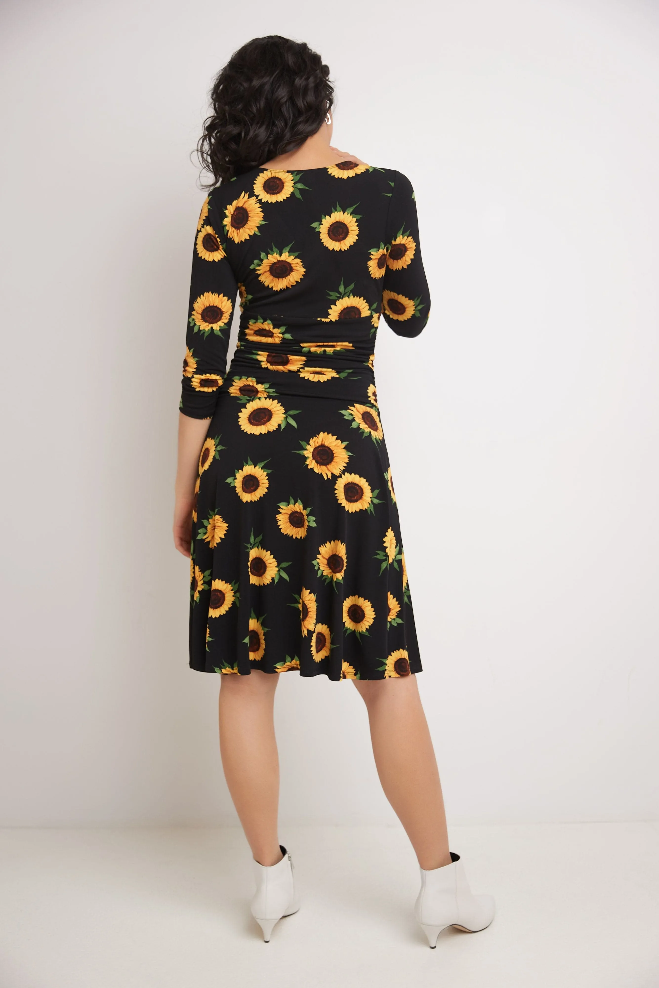 Form-fitting 3/4 Sleeve Dress with Ruching