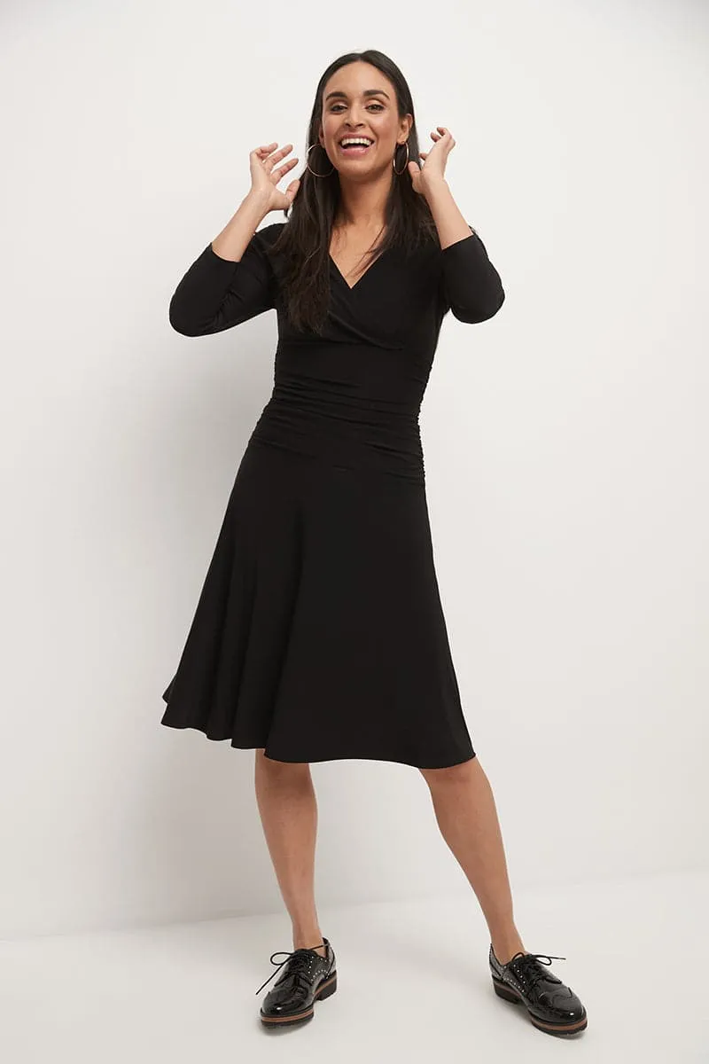 Form-fitting 3/4 Sleeve Dress with Ruching