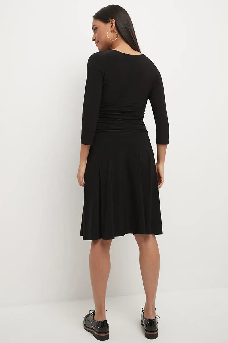 Form-fitting 3/4 Sleeve Dress with Ruching