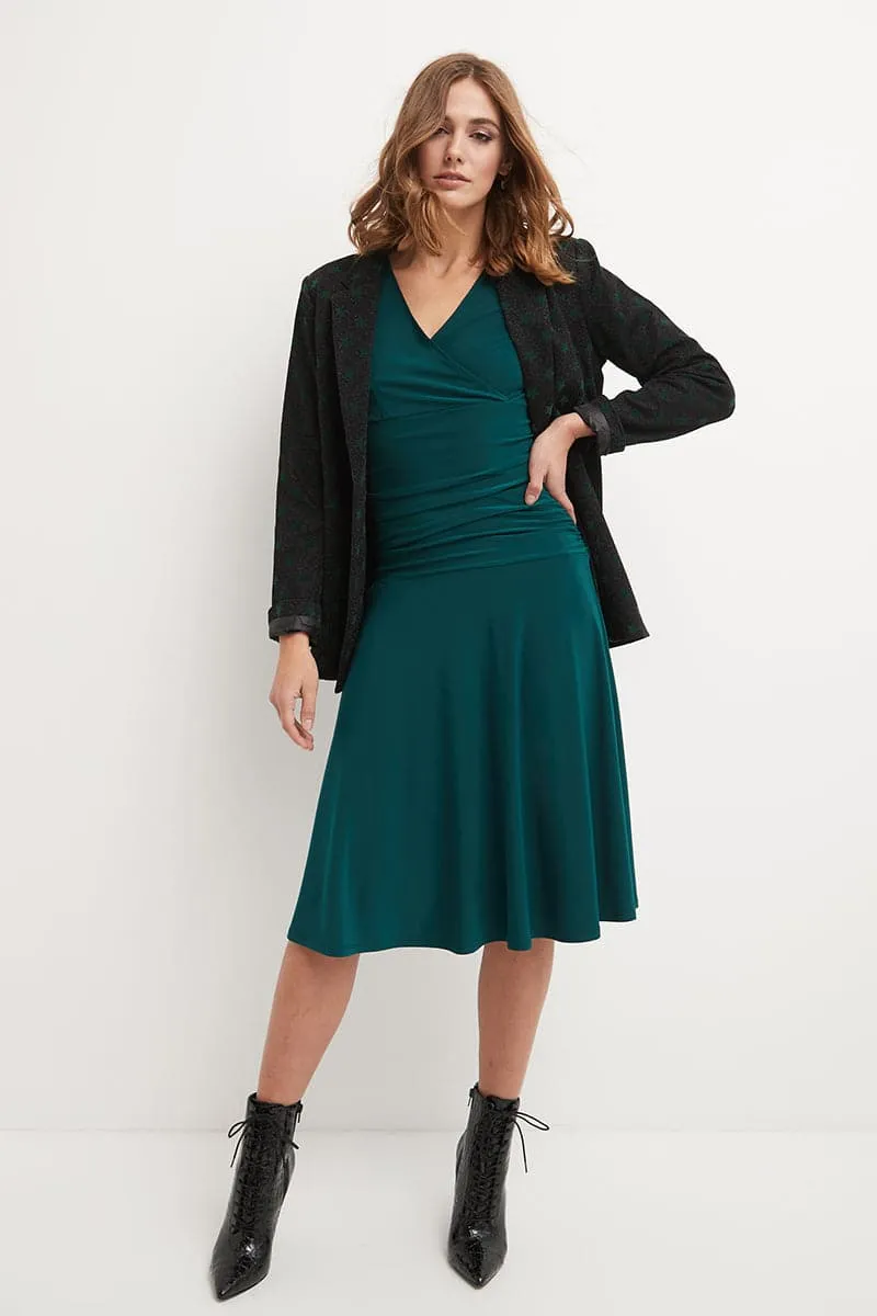 Form-fitting 3/4 Sleeve Dress with Ruching