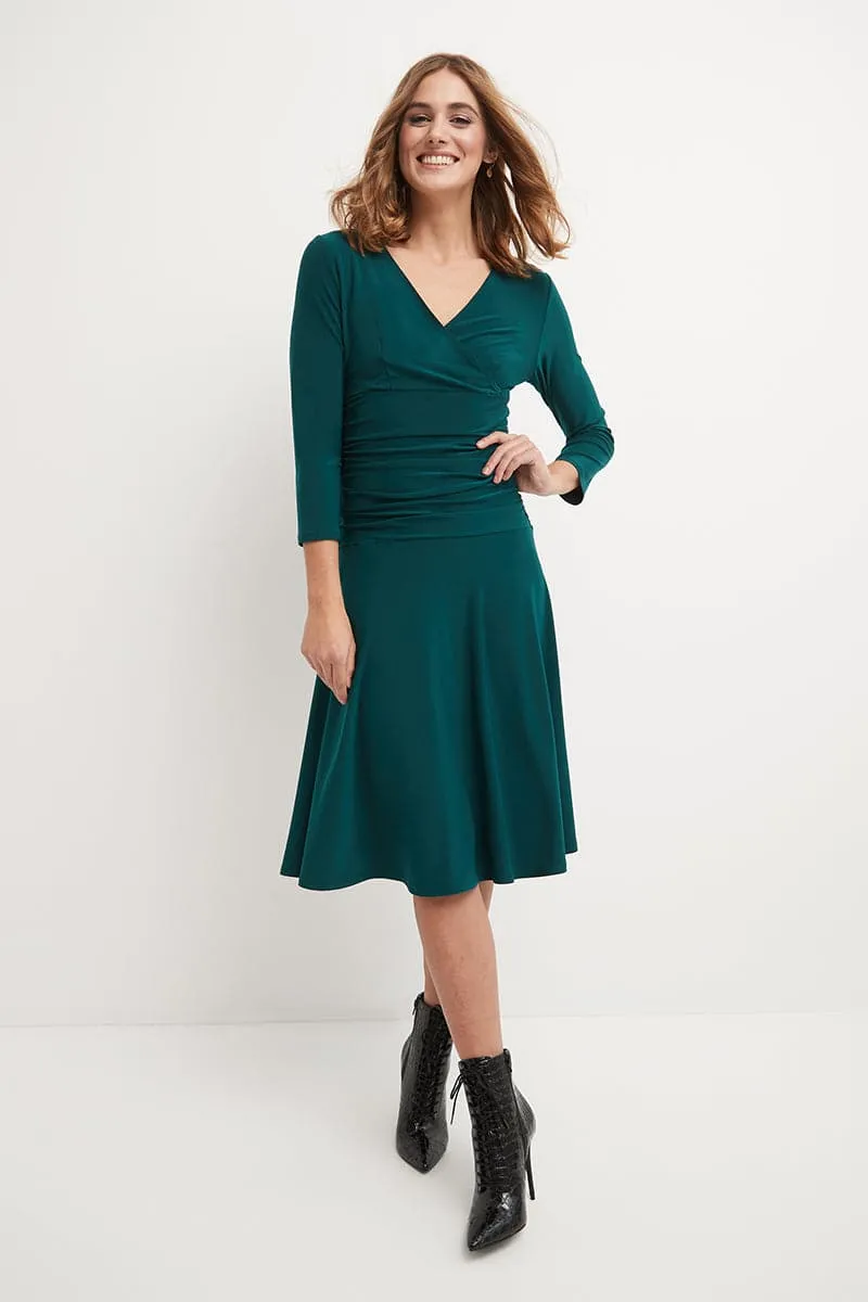 Form-fitting 3/4 Sleeve Dress with Ruching