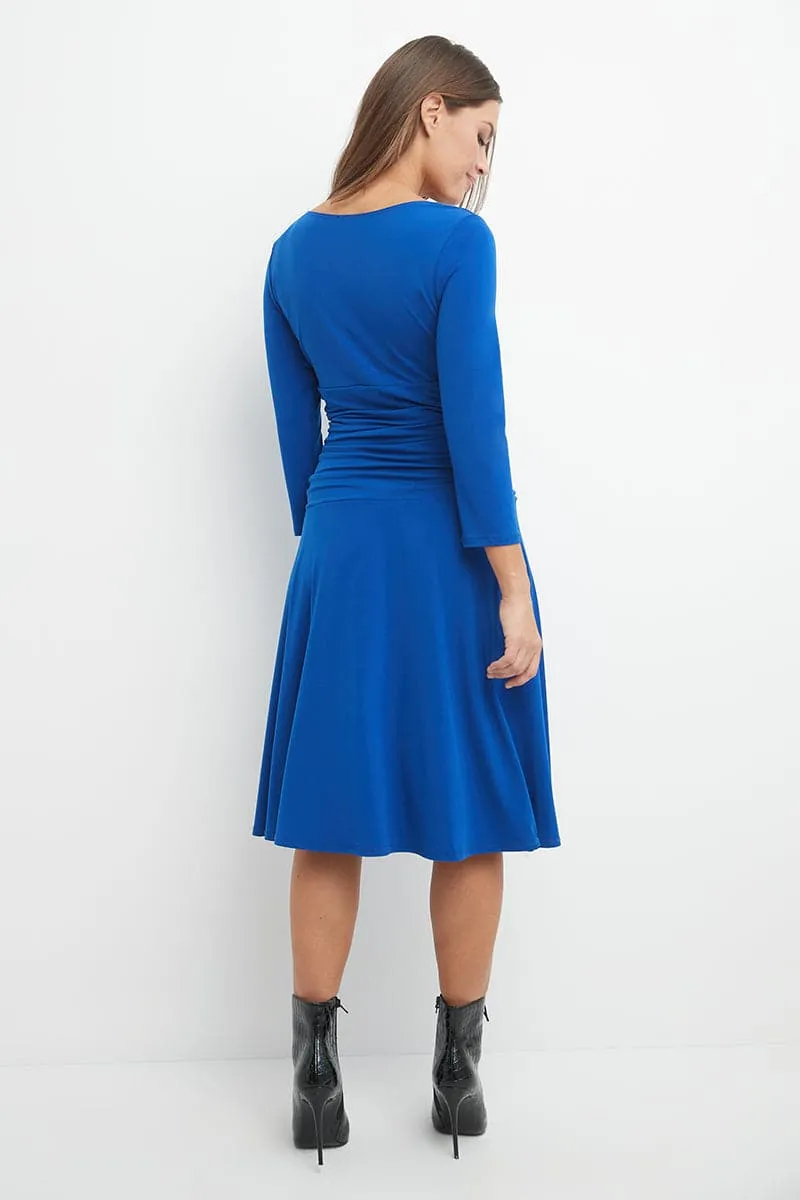 Form-fitting 3/4 Sleeve Dress with Ruching