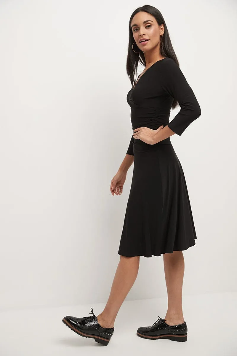 Form-fitting 3/4 Sleeve Dress with Ruching