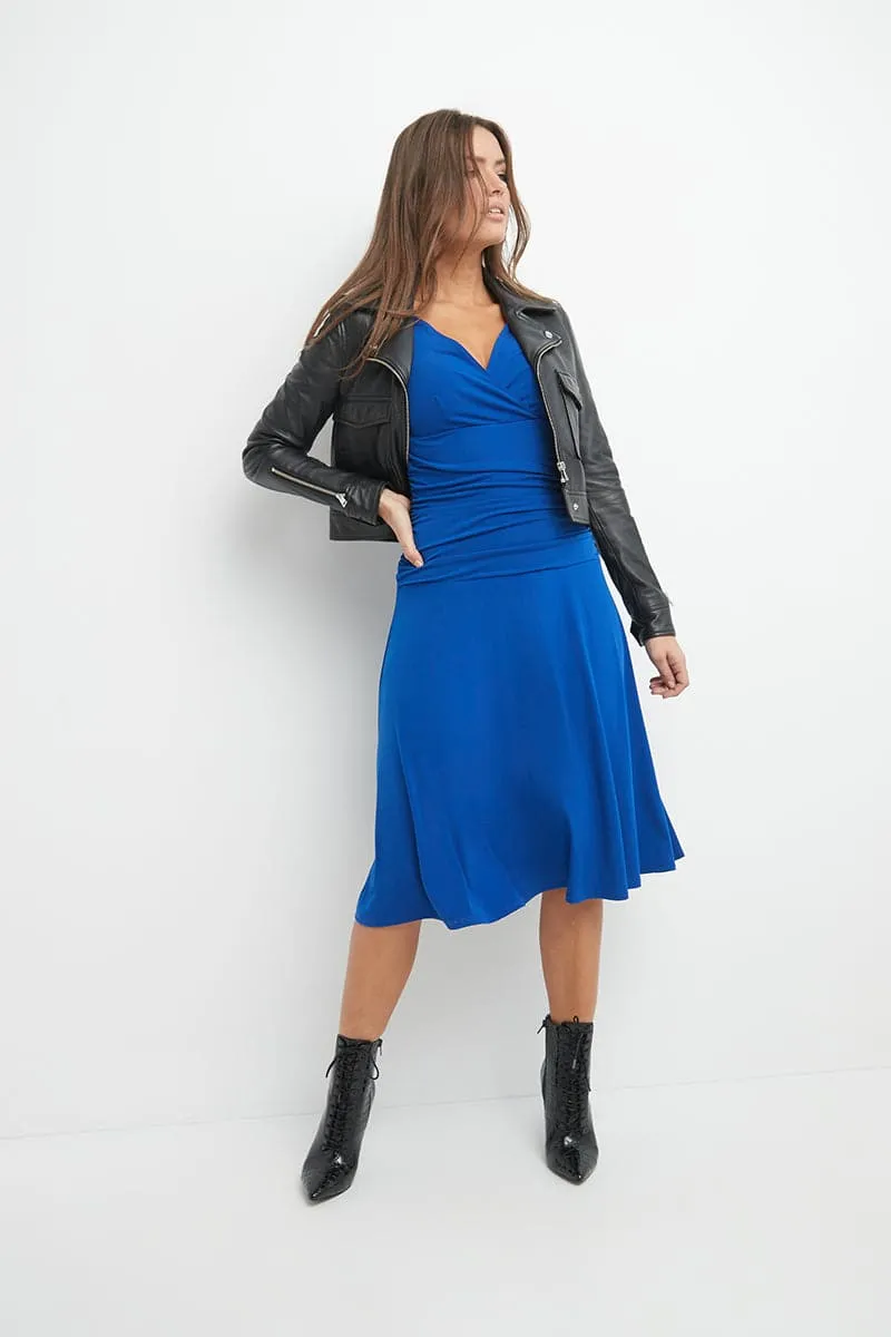 Form-fitting 3/4 Sleeve Dress with Ruching