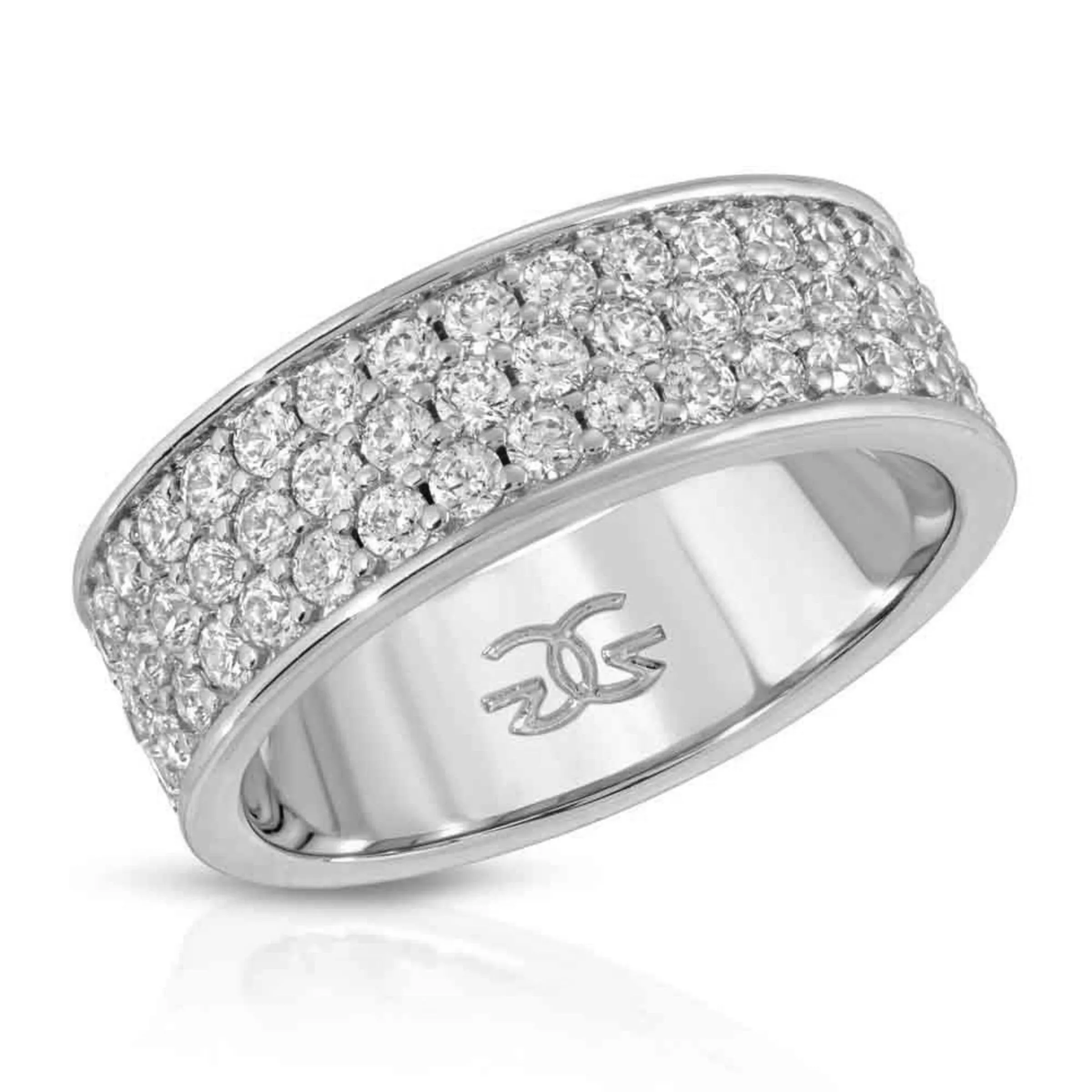 Gold Gods Diamond 3-Row Micro Eternity Ring - White Gold