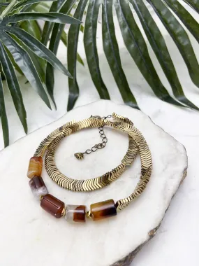 groove wrap bracelet - amber agate