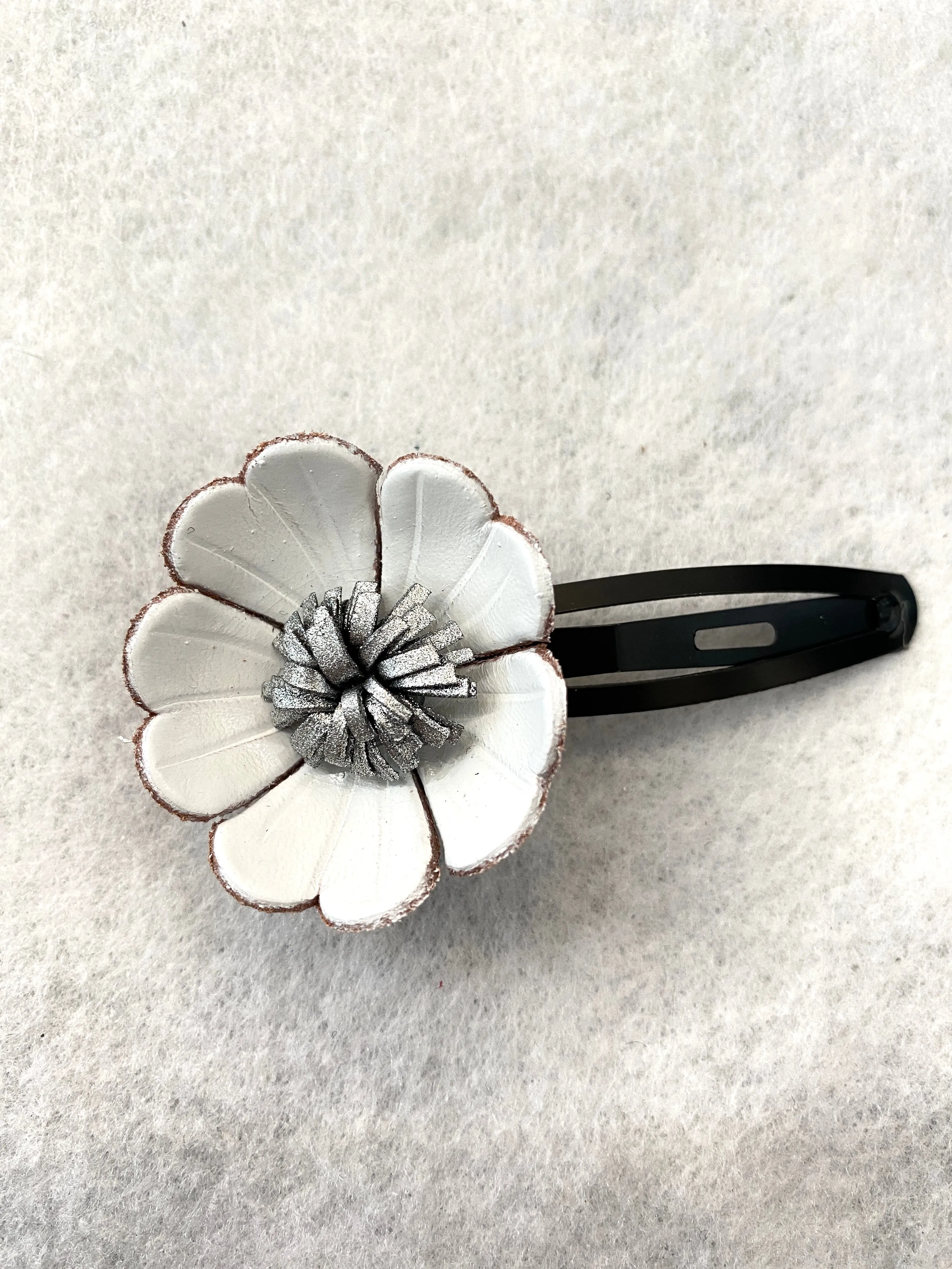 Handmade Leather Dogwood Flower Hair Clip