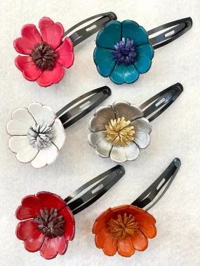 Handmade Leather Dogwood Flower Hair Clip