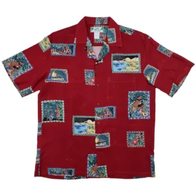 Hawaiian Postcards Rayon Red Color Shirt