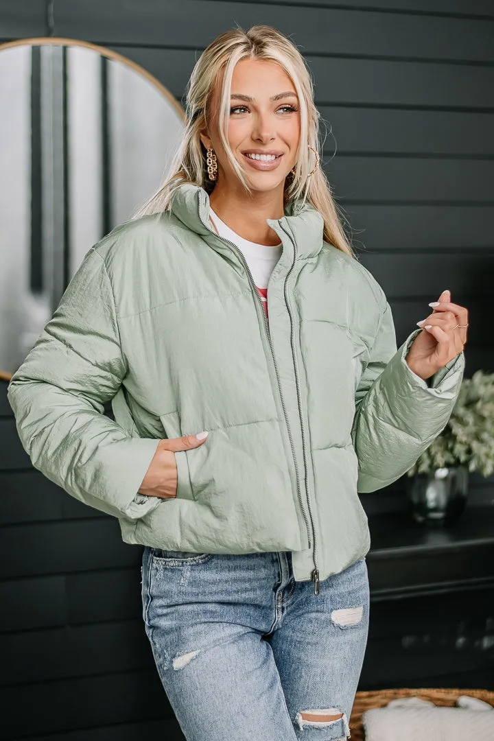 Here For The Day Puffer Coat | Seafoam