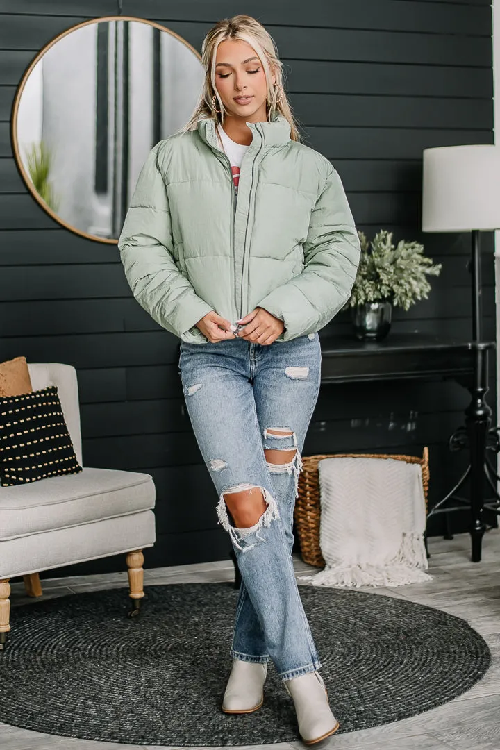 Here For The Day Puffer Coat | Seafoam