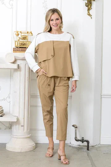 Kamila Top | White/Khaki