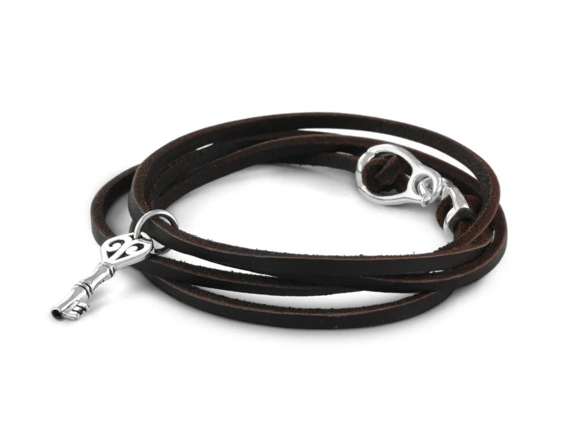 Key Leather Bracelet - Silver